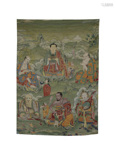 Carved silk Tibetan Thangka