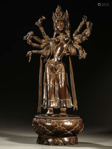 Three - sided bronze Buddha statue