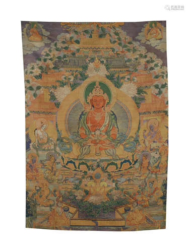 Carved silk Tibetan Thangka