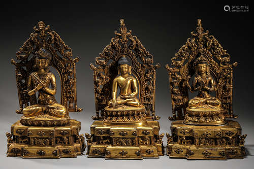 A set Gilt Bronze Buddha Statue