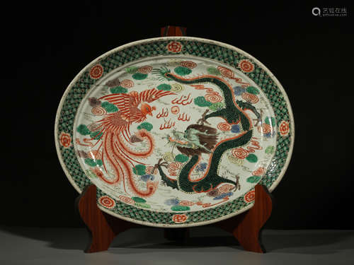 Wucai dragon and phoenix plate