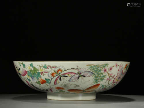famille rose porcelain bowl with butterflies