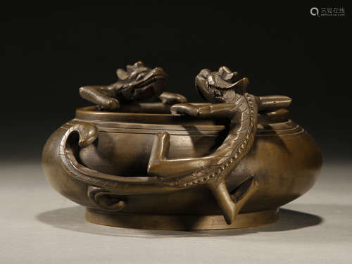 Copper red tiger incense burner in Qing Dynasty