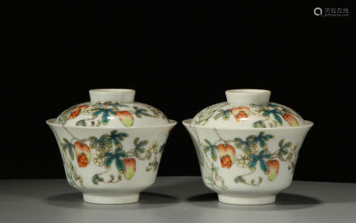 colorful porcelain bowl with a cover,Qing Dynasty