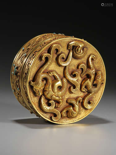 Bronze gilt dragon pattern box