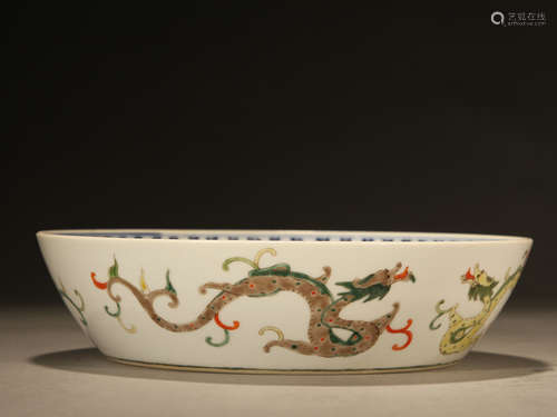 Wucai figure dragon pattern disk