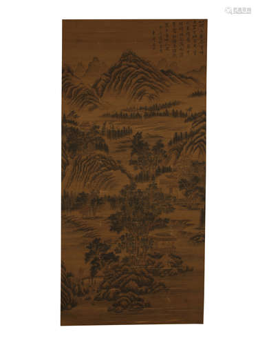 Zhou Chenshan: vertical scroll of landscape painting