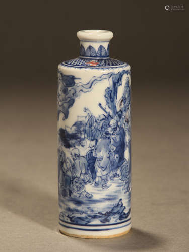 Eighteen arhats blue and white snuff bottles