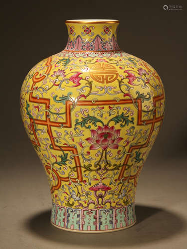 Pastel enamel vase with flowers