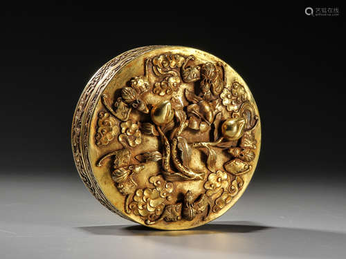 Silver gilt gold holding fortune box