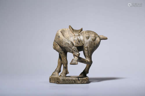 CHINESE CARVED STONE FIGURE OF HORSE
