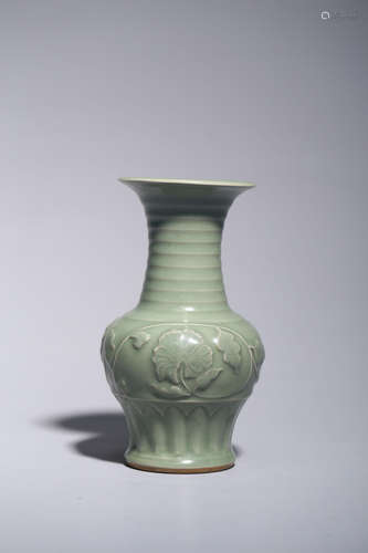 CHINESE CELADON GLAZE FLORAL VASE