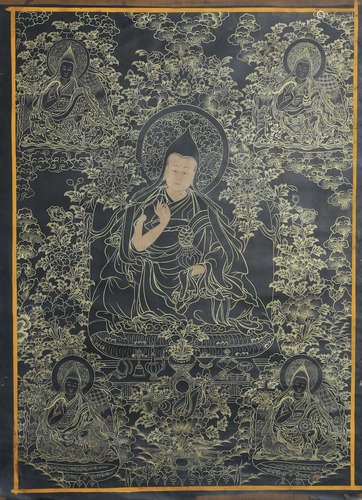 CHINESE EMBROIDERED THANGKA OF BUDDHA