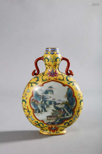 CHINESE FAMILLE ROSE MOON FLASK VASE