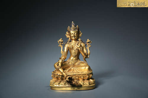 CHINESE GILT BRONZE STATUE OF TARA