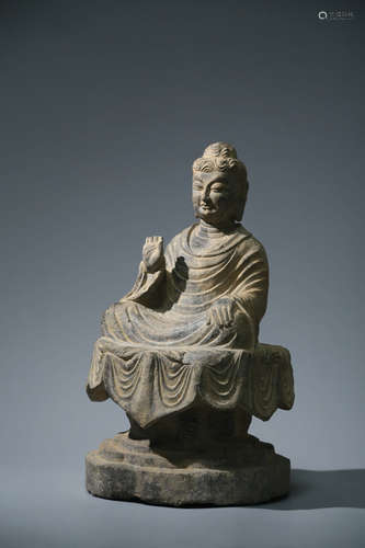 CHINESE CARVED STONE FIGURE OF BUDDHA