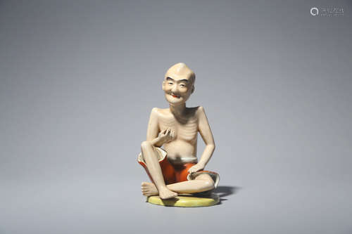 CHINESE POLYCHROMED FIGURE OF ARHAT