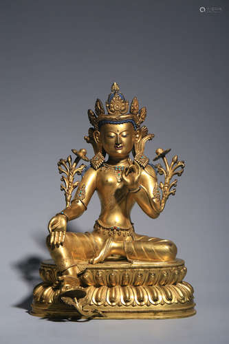 CHINESE GILT BRONZE STATUE OF TARA