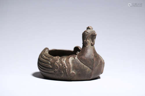 CHINESE PURPLE CLAY BIRD SHAPED WASHER