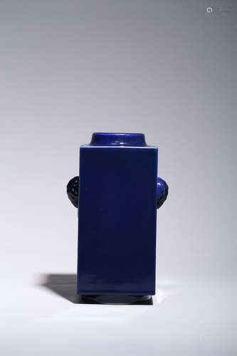 CHINESE BLUE GLAZE SQUARE VASE