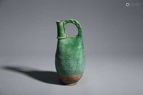 CHINESE GREEN GLAZE LOOP HANDLE POT