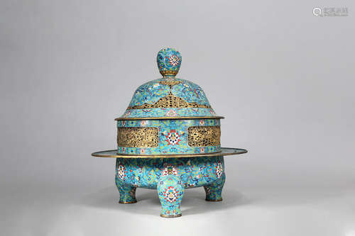 CHINESE CLOISONNE ENAMEL TRIPOD CENSER