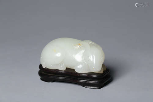 CHINESE JADE CARVED FIGURE OF RABBIT