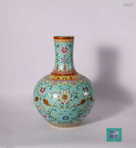 CHINESE FAMILLE ROSE FLORAL BOTTLE VASE