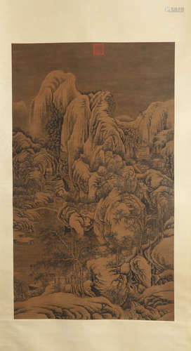 CHINESE LANDSCAPE PAINTING SCROLL GUO XI MARK