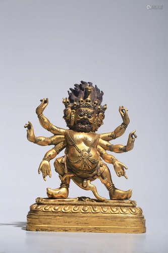 CHINESE GILT BRONZE STATUE OF HAYAGRIVA