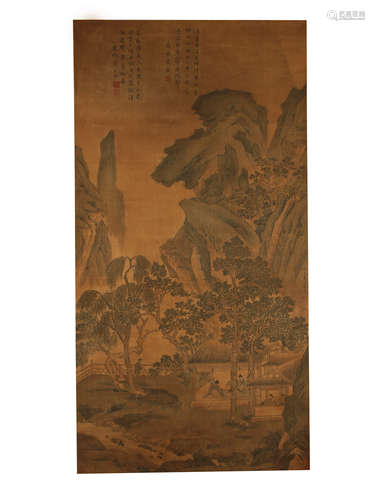 Qiu Ying: Landscape (inscription by Zhou Wenqiu)