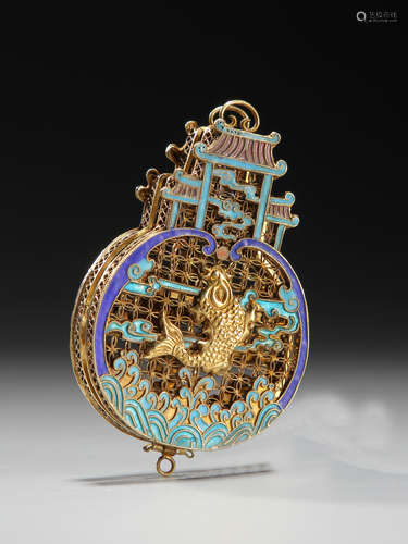 Silver gilt gold burning blue hollow ornament