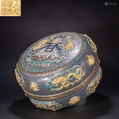 CHINESE CLOISONNE ROUND BOX, QING DYNASTY