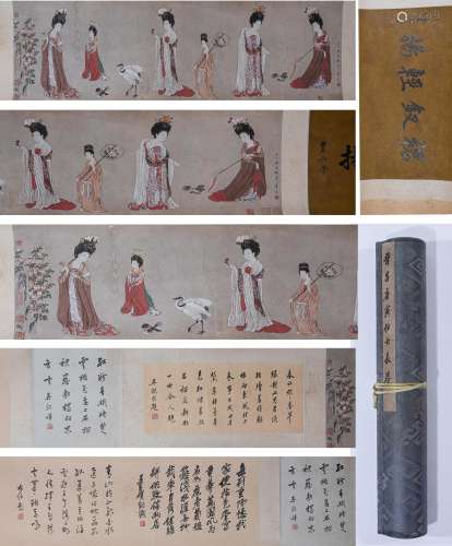 LONG SCROLL OF CHINESE PAINTING AND CALLIGRAPHY