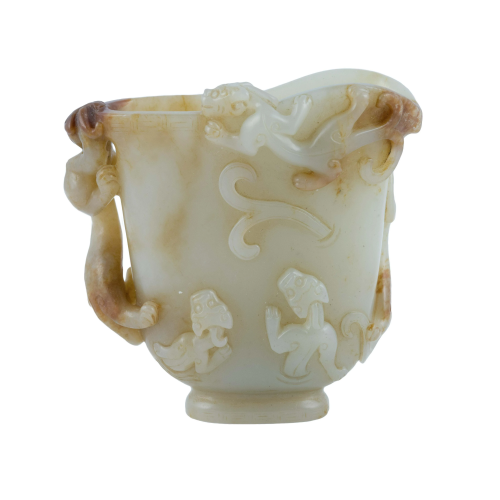 CHINESE JADE CUP WITH DRAGON MOTIF