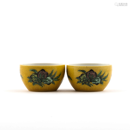 FRUITING ABUNDANT SANCAI MOTIF FAMILLE JAUNE BOWLS