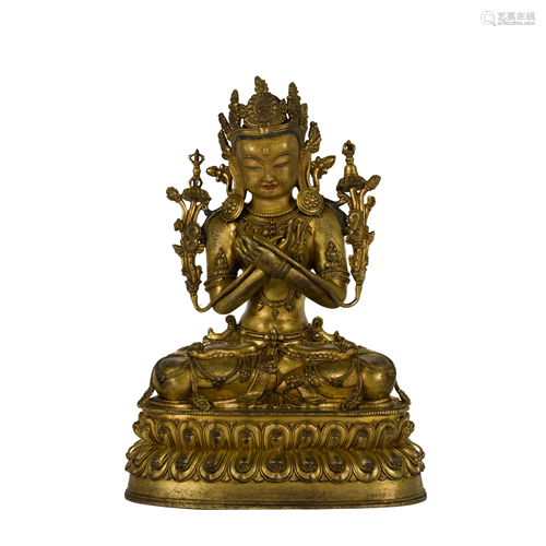 MING GILT BRONZE VAJRADHARA BUDDHA