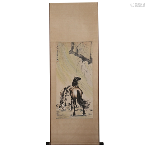 XU BEIHONG SIGNED HORSE CHINESE TRADITIONAL PAINTING