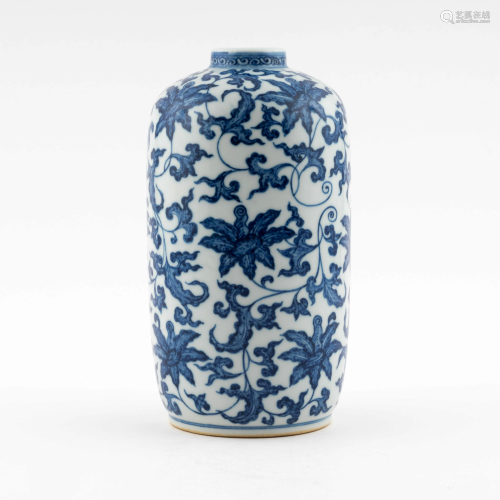 QING BLUE & WHITE SCROLLING FLORAL MEIPING JAR