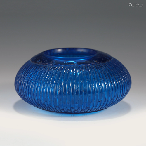 QIANLONG PUMPKIN BLUE PEKING GLASS WASHING POT