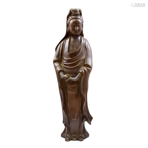 SHISOU MARK BRONZE STANDING GUANYIN