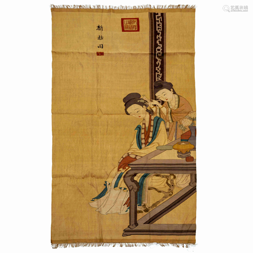 CHINESE SILK KESI OF FEMALE FIGURES