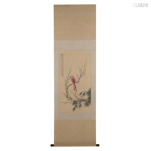 YU FEIAN FLOWER & BIRD SCROLL PAINTING