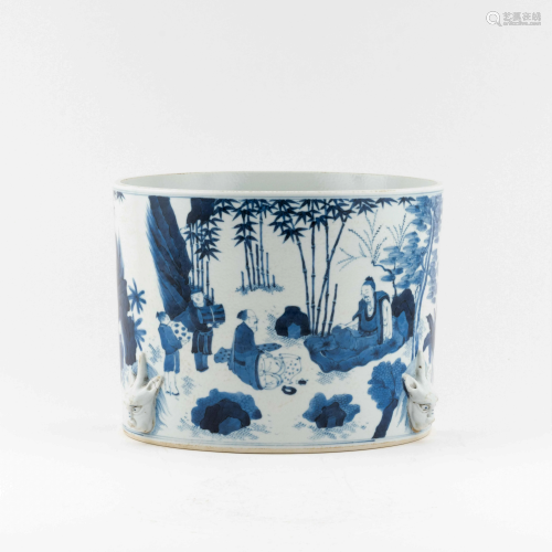 MING BLUE & WHITE BAMBOO FOREST GATHERING BRUS…