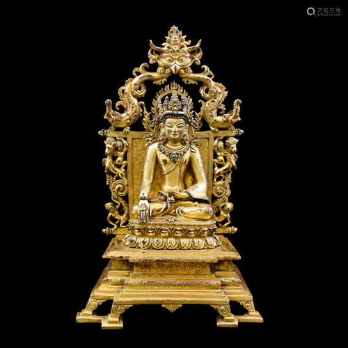 QING GILT BRONZE BUDDHA VAJRADHARA