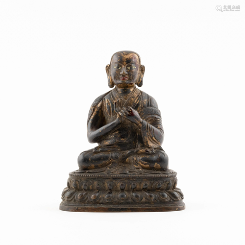 CHINESE QING BRONZE SEATED BUDDHA STATUE