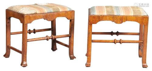 Pair of Queen Anne Walnut Stools