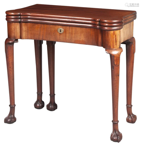 George II Mahogany Triple-Flap Tea/Games/Writing Table