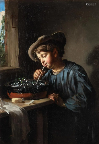 Attributed to Frank Holl A Boy Blowing Bubbles