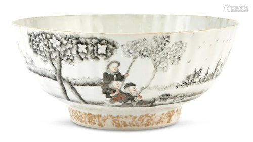 A Chinese Grisaille Decorated Porcelain Bowl